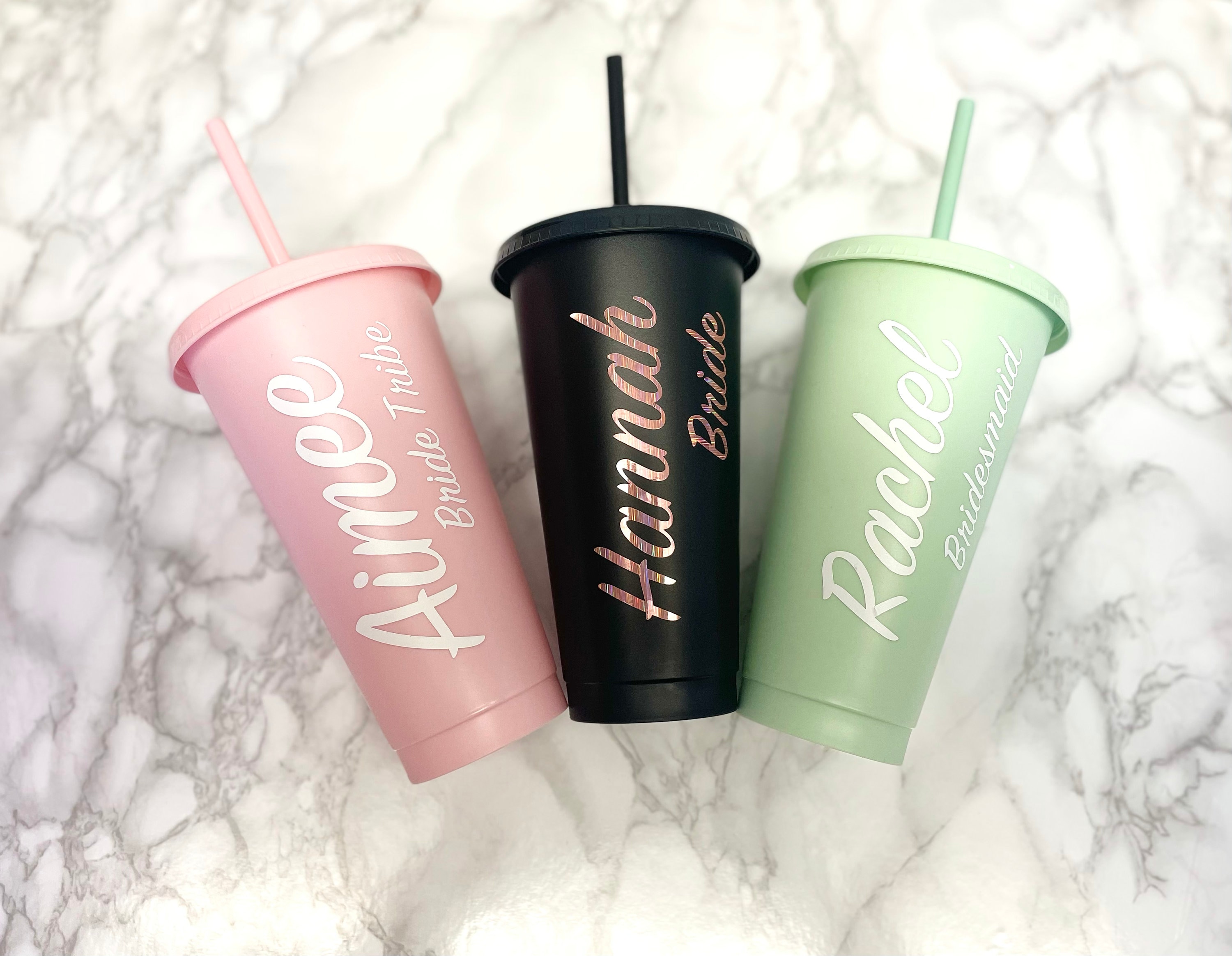 Personalised Cold Cup With Straw, Starbucks Inspired, Pastel