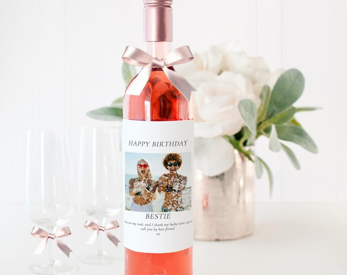 Custom Photo Wine Label: Bridesmaid Proposal, Best Friend Gift