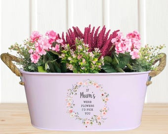 Personalisierter Muttertags-Übertopf, Geschenk für Muttertag, personalisierter Blumentopf, Wenn Mamas Blumen waren, Blumentopf, Metalltopf, Mama Geschenk