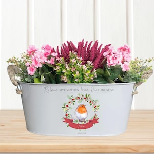 Personalisierter Erinnerungs-Pflanzer, Weihnachtsdenkmal, Friedhof-Blumentopf, Grabverzierung, Trauerfall, In liebevoller Erinnerung, Blumentopf, Pflanzer