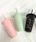 Personalised Cold Cup with Straw, Starbucks Inspired, Pastel Colours, Named Plastic Tumbler, Cold Cup, 24oz Reusable Cold Cup, Starbucks Cup