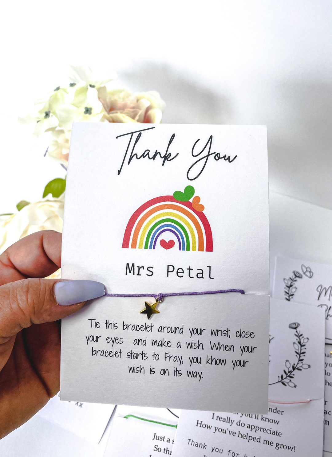 Personalised Teacher Gift Wish Bracelet Teacher Gifts Teacher Thank 