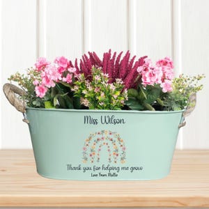 Personalised Teacher Gift, Floral Planter, Thank You For Helping Me Grow, End of Year