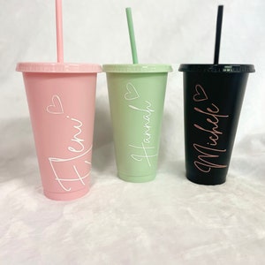 Personalised Water Bottle with Straw, Starbucks Cup, Pastel Cup, Personalised Gift, Birthday Gift, Gift for Her, Personalised Cup with Straw