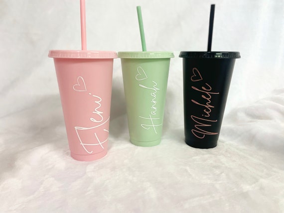 Personalised Cold Cup With Straw, Starbucks Inspired, Pastel Colours, Named  Plastic Tumbler, Cold Cup, 24oz Reusable Cold Cup, Starbucks Cup 