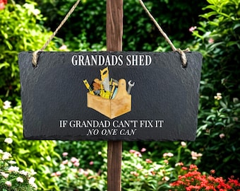 Personalisierte Schieferschild, Schild, benutzerdefinierte Gartentafel für den Schuppen des Vaters