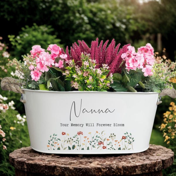 Personalised Memorial Planter, Memorial for Dad, Grandad, Cemetery Flower Pot, Grave Ornament, Bereavement, In Loving Memory, Plant Pot