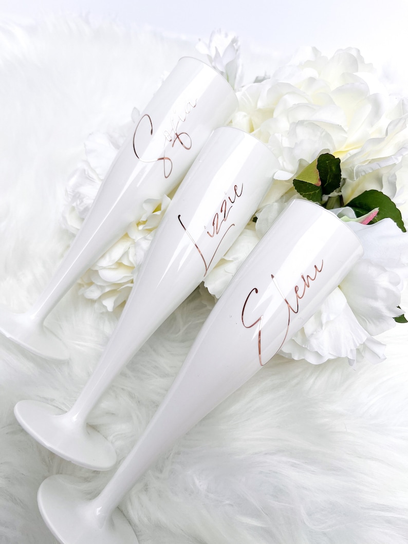Flûtes à champagne personnalisées pour mariage : verres à prosecco blancs image 3