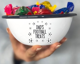 Personalised Dads Football Treat Bowl, Dad's Snack Jar, Father's Day Gift