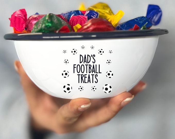 Personalised Dads Football Treat Bowl, Dad's Snack Jar, Father's Day Gift