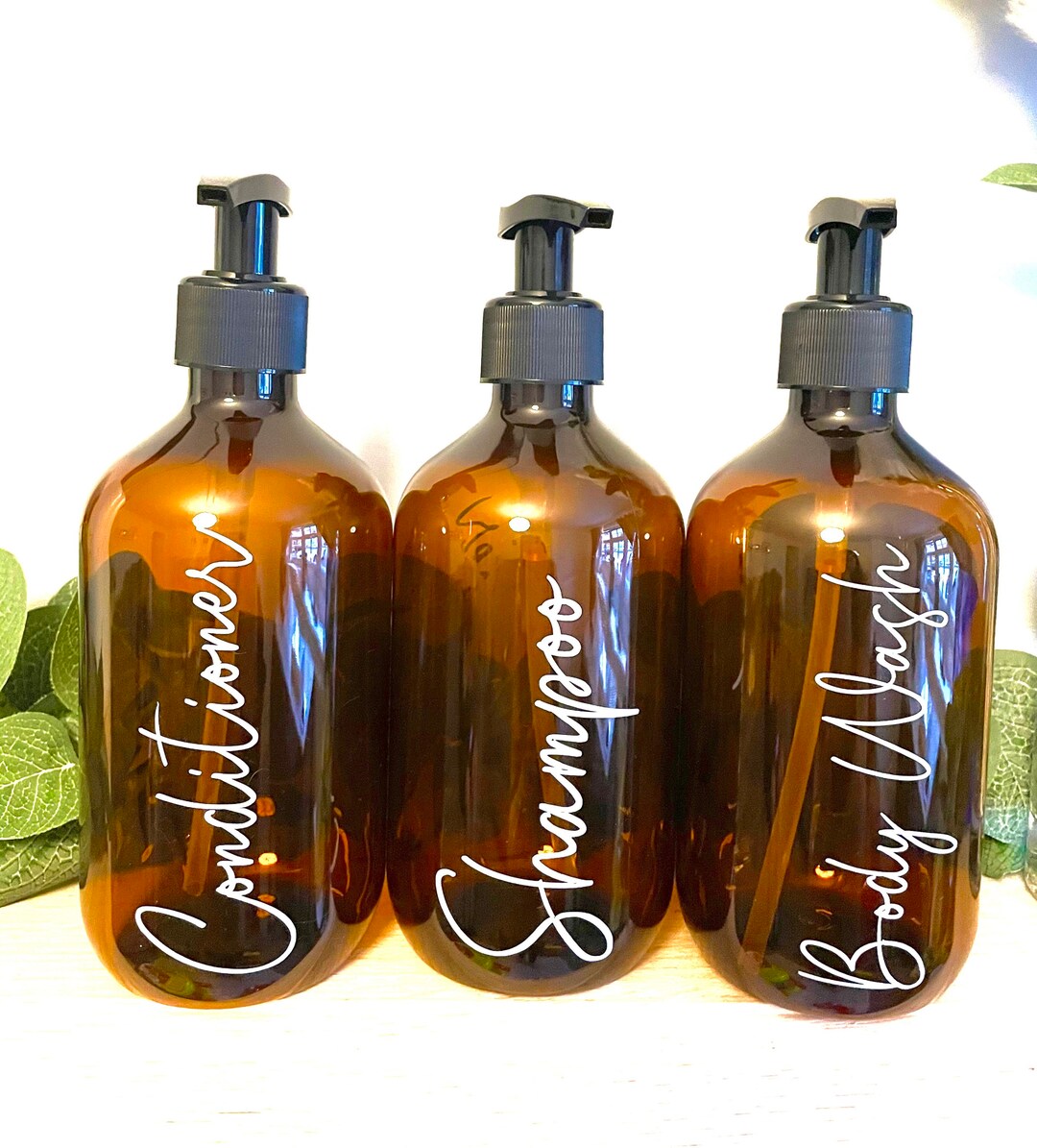 Mrs Hinch Amber Bottles Bathroom Pump Bottles Shampoo Conditioner Body