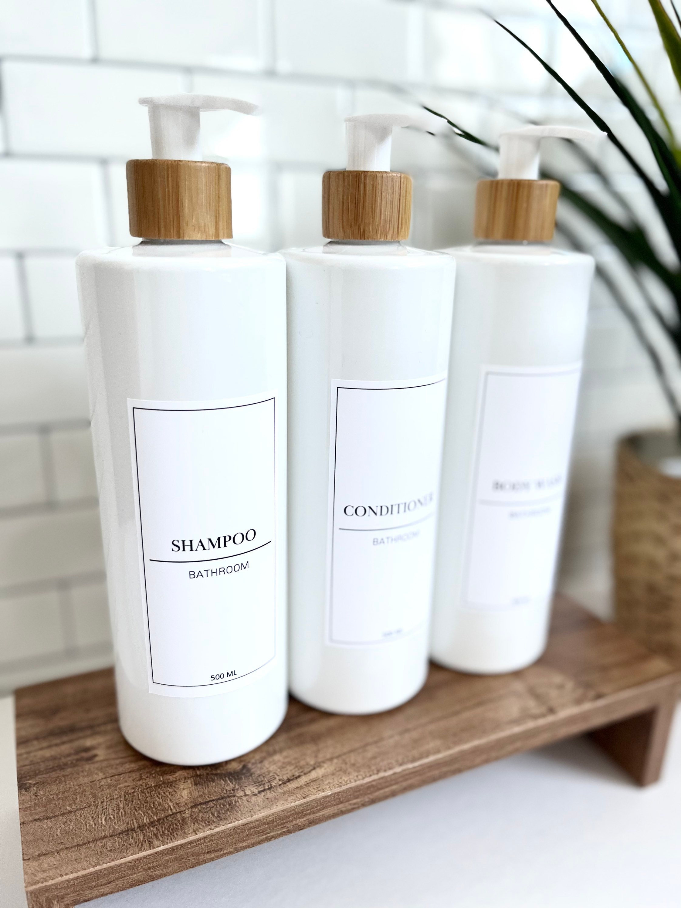 Bamboo & White Minimal White Label Shampoo and Conditioner Etsy UK
