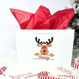Bolsa de regalo de Navidad personalizada, Bolsa de regalo de Navidad, Bolsas de regalo de Navidad para niños, Bolsas de regalo personalizadas, Regalo de Navidad personalizado, Rodolfo