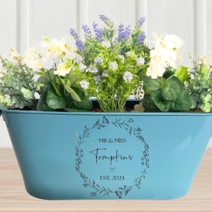 Geschenk für, Jubiläums-Übertopf, personalisierter Blumentopf, Mr und Mrs Geschenk, Pflanzkasten, Mr und Mr, Hochzeitsjubiläumsgeschenk