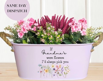 Personalised Metal Planter, Grandma's Flowers Gift, Mothers Day Birthday Present