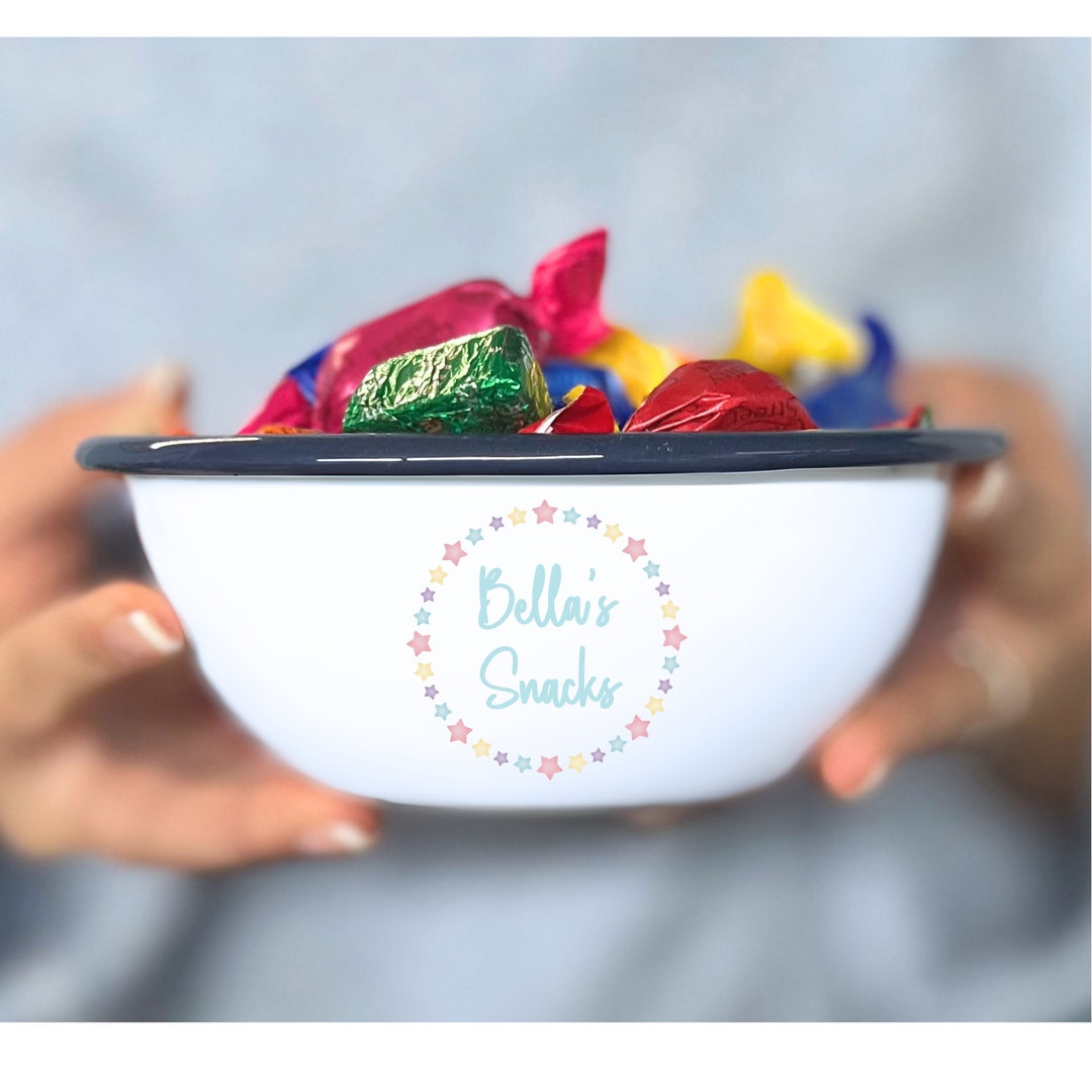 Personalised Enamel Snack Bowl, Movie Night Treats, Treats Bowl, TV