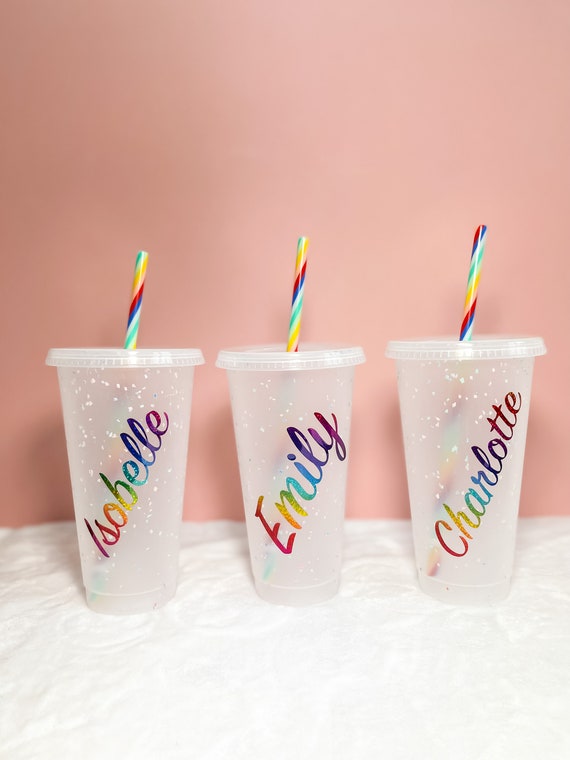 Childrens Dinosaur Cold Cup . Kids Cup With Straw . Cup for Toddler .  Reusable Glitter Cold Cup . Kids Cup . Birthday Gift Idea for Kids 