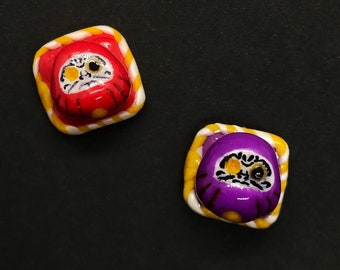 Daruma - Lucky Charm Artisan Keycap, 100% handmade, Red for the wish of lucky and Purple for the wish of healthy, Daruma Resin Keycap