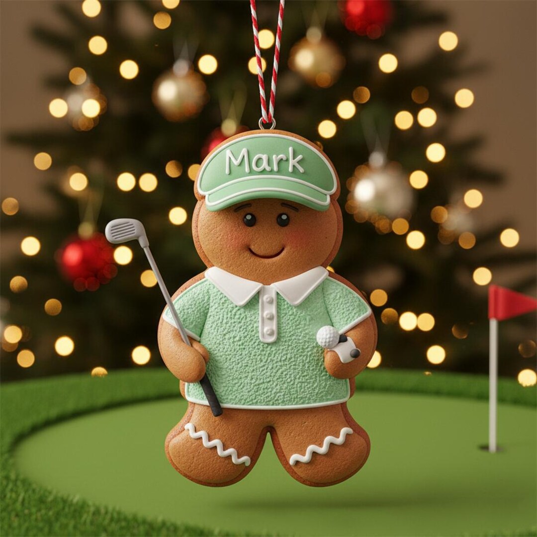 Personalized Golf Gingerbread Ornament: Golfer Christmas Tree ...
