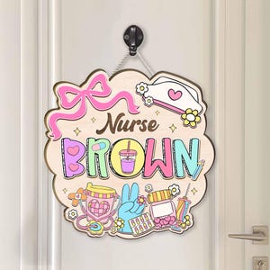 Personalized School Nurse Door Sign with Custom Name, Wooden Medical Office Plaque, Nurse Appreciation Gift, Custom Gift for New Nurse