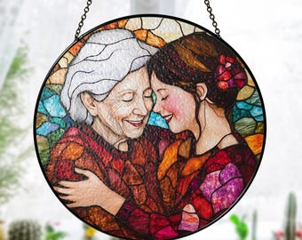 Personalized Stained Glass Portrait Suncatcher: Custom Family Keepsake