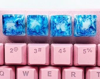 Blue porcelain pattern Artisan Keycap! Chinese floral vector, blue and white, unique textile art for gifts, personalized handmade keycap.