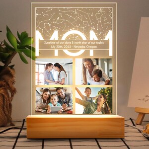 Gepersonaliseerde foto-nachtlampje, moeder led-nachtlampje, moeder cadeau van dochter, Moederdagcadeau, beste moeder ooit, sterrenbeeldkaartlamp