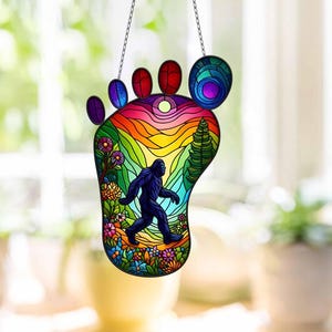 Bigfoot ACRYLIC Window Decor, Sasquatch Cryptid Window Hanging, Home Decoration, Bigfoot Lover, Cryptozoology Creature Gifts, Mystic Lover
