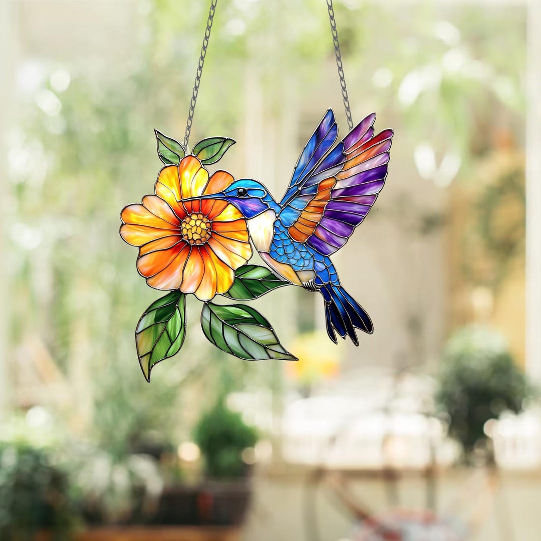 Acrylic Hummingbird Window Hanging: Floral Home Decor - Etsy