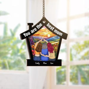 Personalized Mom and Daughter Moon Suncatcher: Memorial Gift