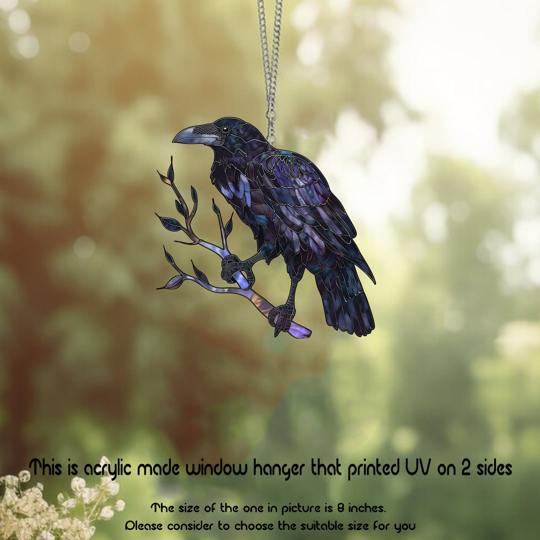 Raven Acrylic Window Decor, Crow Decor, Acrylic Bird Window Hangings ...