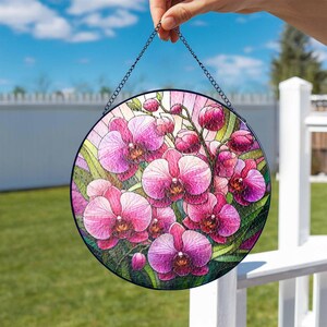 Orchidee GLAS Sonnenfänger, Orchidee Dekor, Blumen-Liebhaber-Dekor, natürliches Liebhabergeschenk, Hof-Dekor, Orchideen-Sonnenfänger, Muttertagsgeschenk