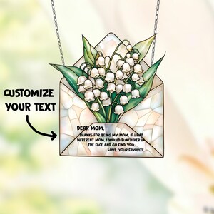Maiglöckchen Blumenbuchstaben Fensterdekor, Briefe an Mama Acrylfensterbehang, Kunstdekoration, Geschenk für sie, Muttertag, Mama Geschenk