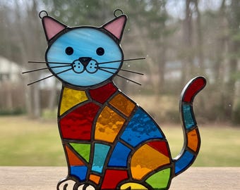 可愛い ステンド グラス 猫 可愛いネコのステンドグラス風壁掛け