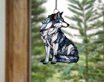 Wolf Acrylic Window Hanging: Wild Animal Home Decor