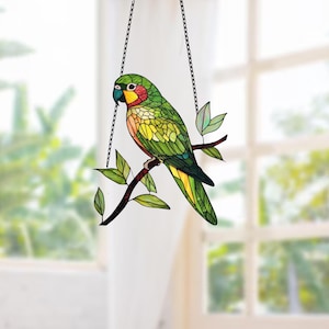Acrylic Parakeet Suncatcher: Tropical Bird Window Hanging