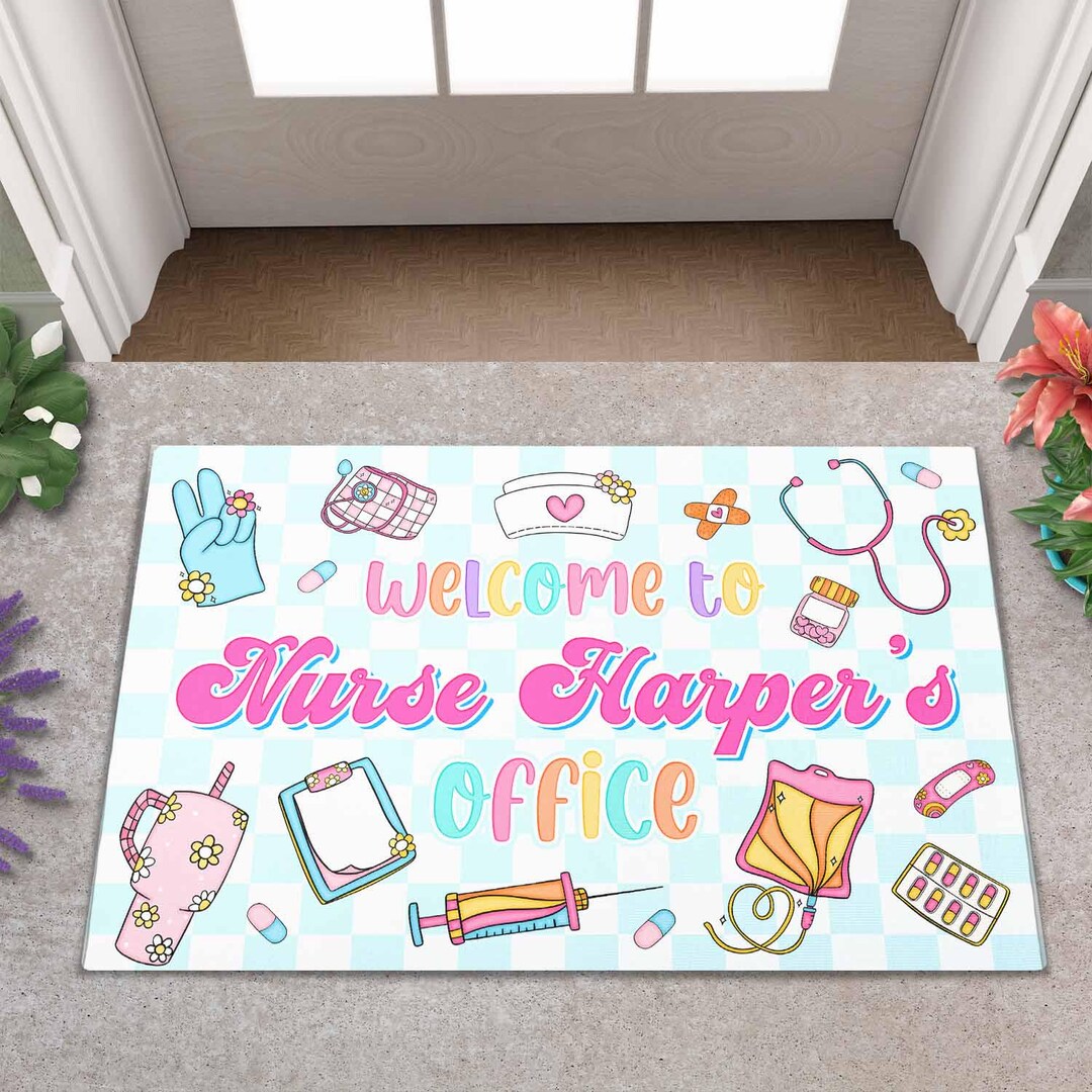Custom Name Nurse Doormat, Nurse Deskmat, Nurse Office Decor Doormat ...