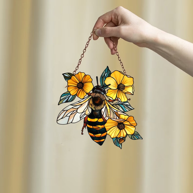 Acrylic Honey Bee & Sunflower Window Hanging: Bee Lover Gift - Etsy