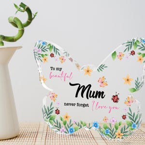 Regalo personalizado para mamá e hija, placa acrílica con el ramo de la abuela con mariposas, besos de la abuela con mariposas, mamá con mariposas, regalo para el día de la madre
