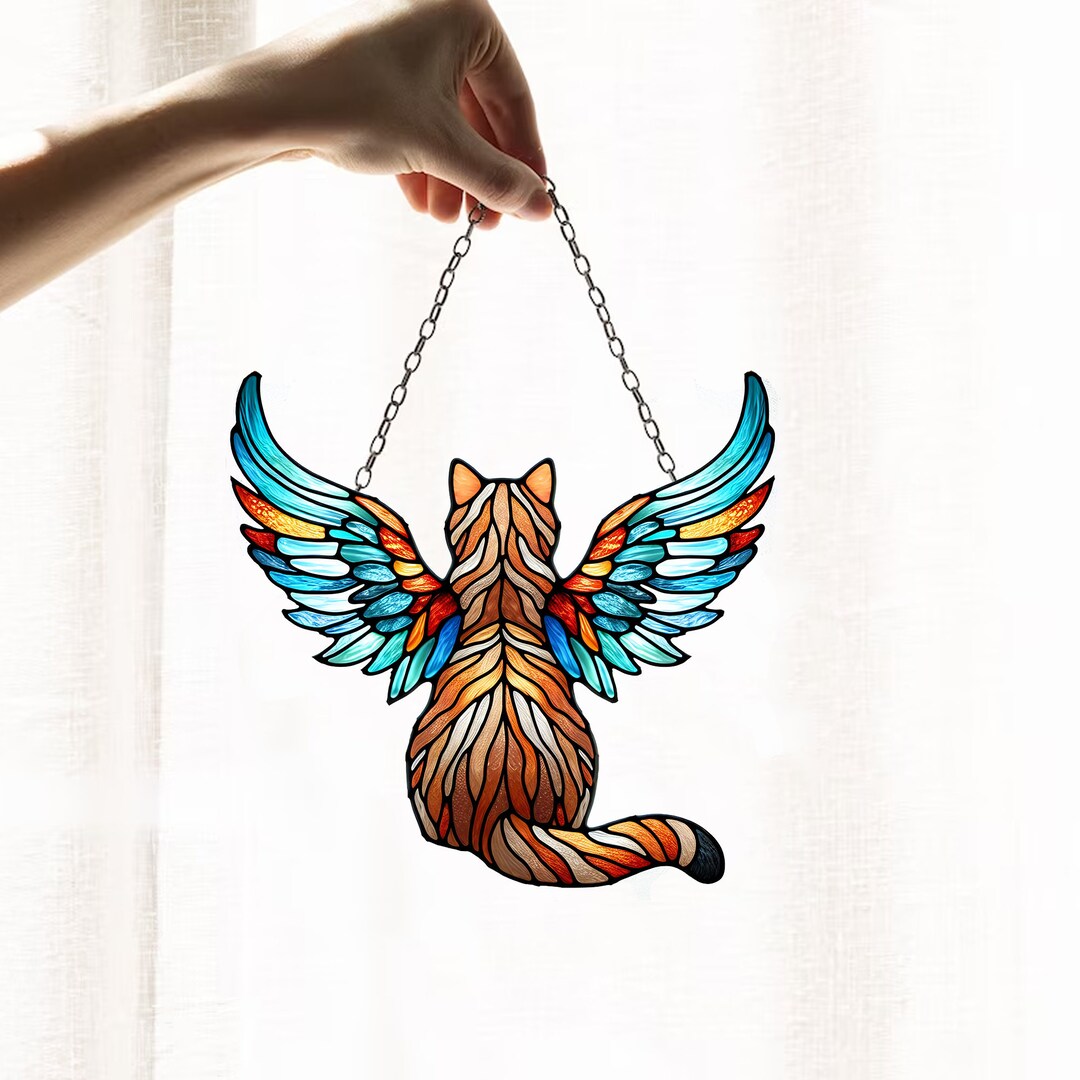 Personalized Suncatcher Cat, Acrylic Suncatcher, Poppy Flowers Wall ...