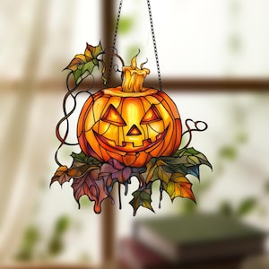 Pumpkin Ornament Halloween Decor, Acrylic Pumpkin ornament, Spooky Wall Window Hanging Art Decoration, Fall Hosting Decor, Halloween Decor