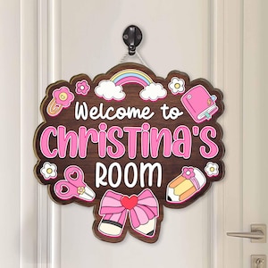 Personalized 3D Girl Door Sign, Nursery Name Sign, Kids Bedroom Wooden Sign, Custom Birthday Gifts, Girl 3D Welcome Room Sign