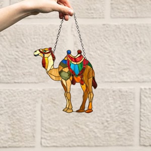 Camel Window Hanging: Desert Animal Acrylic Ornament, Gothic Decor