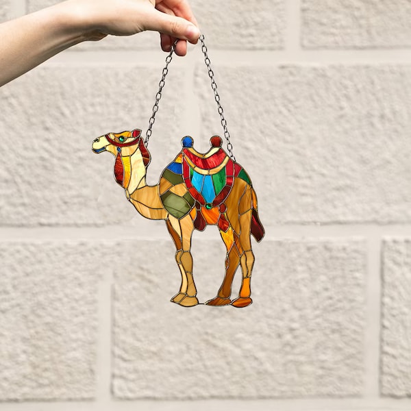 Camel Window Hanging: Desert Animal Acrylic Ornament, Gothic Decor