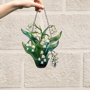 Suncatcher Lily of valley, Flowers Acrylic Window Hanging Art Decoration, Lily of valley, Suncatcher Ornament, Gift for her,Home decoration image 1