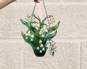 Suncatcher Lily of valley, Flowers Acrylic Window Hanging Art Decoration, Lily of valley, Suncatcher Ornament, Gift for her,Home decoration