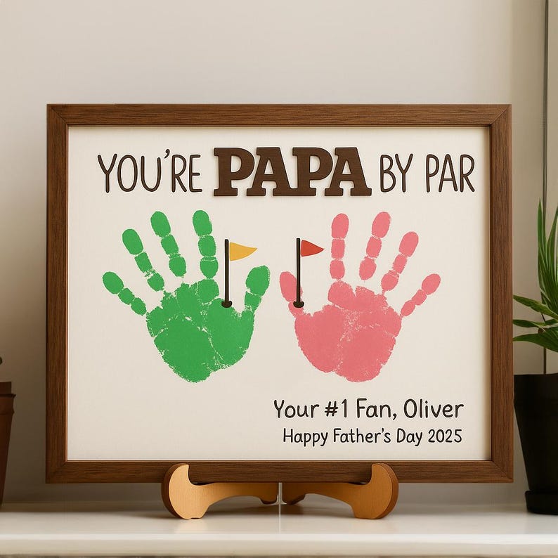 Personalized Father’s Day Golf Handprint Sign, Golf 2 Layers Sign for ...