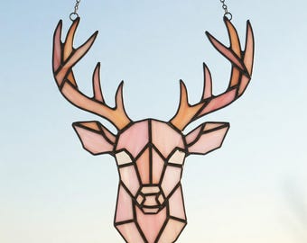 Deer Head Stained Glass Pattern: Geometric Design (PDF Pattern)