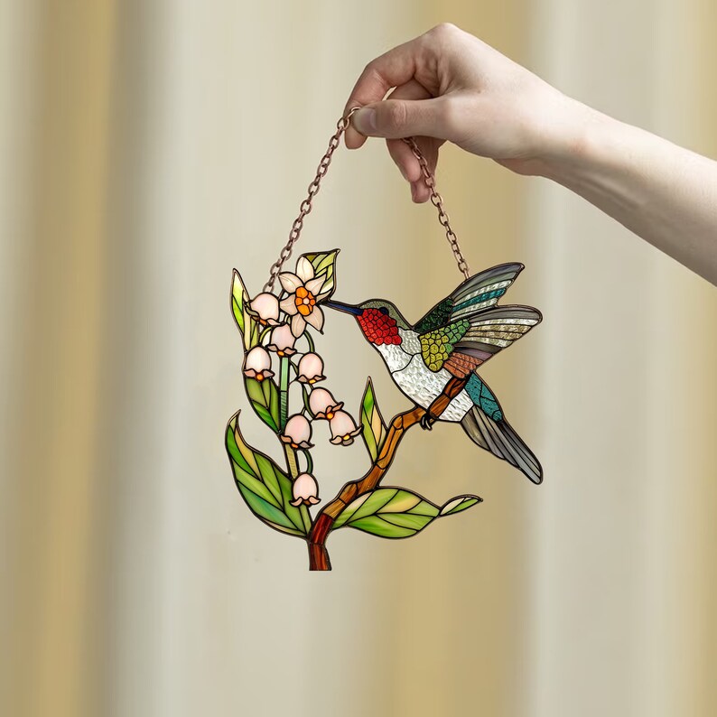 Acrylic Hummingbird & Lily of the Valley Window Hanging - Etsy