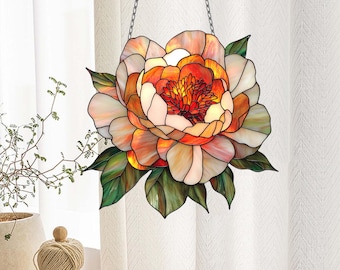 Peony Birth Flower Acrylic Window Hanging: Floral Decor